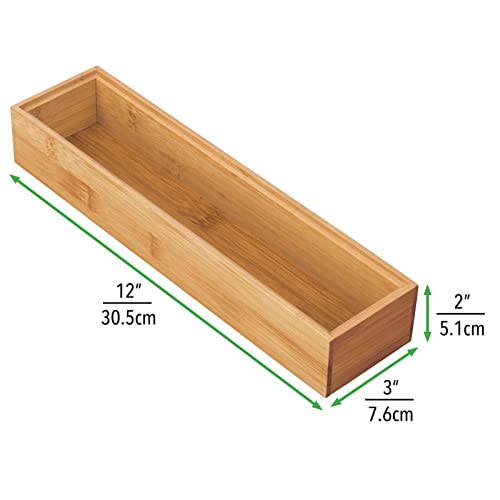 mDesign Bamboo Wood Drawer Organiser Set for Office - Stackable Storage Tray Organisers/Dividers for Tidy Desk Drawers - 30.5 cm Long Stationary Drawer Organiser Trays, Echo Collection, 4 Pack, 3 mDesign Bamboo Wood Drawer Organiser Set for Office - Stackable Storage Tray Organisers/Dividers for Tidy Desk Drawers - 30.5 cm Long Stationary Drawer Organiser Trays, Echo Collection, 4 Pack, - Image 3