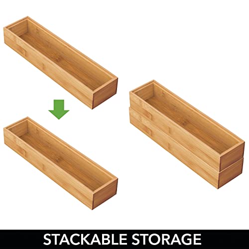 mDesign Bamboo Wood Drawer Organiser Set for Office - Stackable Storage Tray Organisers/Dividers for Tidy Desk Drawers - 30.5 cm Long Stationary Drawer Organiser Trays, Echo Collection, 4 Pack, 4 mDesign Bamboo Wood Drawer Organiser Set for Office - Stackable Storage Tray Organisers/Dividers for Tidy Desk Drawers - 30.5 cm Long Stationary Drawer Organiser Trays, Echo Collection, 4 Pack, - Image 4