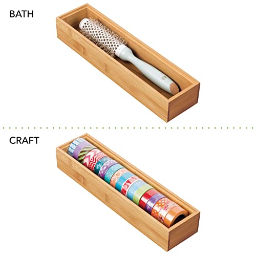 mDesign Bamboo Wood Drawer Organiser Set for Office - Stackable Storage Tray Organisers/Dividers for Tidy Desk Drawers - 30.5 cm Long Stationary Drawer Organiser Trays, Echo Collection, 4 Pack, 6 mDesign Bamboo Wood Drawer Organiser Set for Office - Stackable Storage Tray Organisers/Dividers for Tidy Desk Drawers - 30.5 cm Long Stationary Drawer Organiser Trays, Echo Collection, 4 Pack, - Image 6