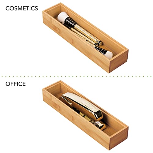 mDesign Bamboo Wood Drawer Organiser Set for Office - Stackable Storage Tray Organisers/Dividers for Tidy Desk Drawers - 30.5 cm Long Stationary Drawer Organiser Trays, Echo Collection, 4 Pack, 7 mDesign Bamboo Wood Drawer Organiser Set for Office - Stackable Storage Tray Organisers/Dividers for Tidy Desk Drawers - 30.5 cm Long Stationary Drawer Organiser Trays, Echo Collection, 4 Pack, - Image 7