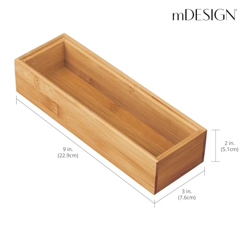 mDesign Set of 2 Desk and Drawer Organiser Box – Rectangular Kitchen Drawer Divider Made of Bamboo – Drawer Separator for Office and Craft Supplies – Natural 4 mDesign Set of 2 Desk and Drawer Organiser Box – Rectangular Kitchen Drawer Divider Made of Bamboo – Drawer Separator for Office and Craft Supplies – Natural - Image 4