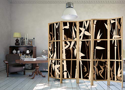 murando Room divider XXL Bamboo 225x171cm / 89"x68" 5 pieces Non-Woven Canvas Single-Sided Folding Screen Privacy wood pattern design hand made Home office Japan p-B-0006-z-c 2 murando Room divider XXL Bamboo 225x171cm / 89"x68" 5 pieces Non-Woven Canvas Single-Sided Folding Screen Privacy wood pattern design hand made Home office Japan p-B-0006-z-c - Image 2