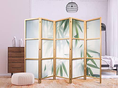 murando Room divider XXL green bamboo nature zen spa 225x171cm / 89"x68" 5 pieces Non-Woven Canvas Single-Sided Folding Screen Privacy wood pattern design hand made Home office Japan b-B-0591-z-c 3 murando Room divider XXL green bamboo nature zen spa 225x171cm / 89"x68" 5 pieces Non-Woven Canvas Single-Sided Folding Screen Privacy wood pattern design hand made Home office Japan b-B-0591-z-c - Image 3