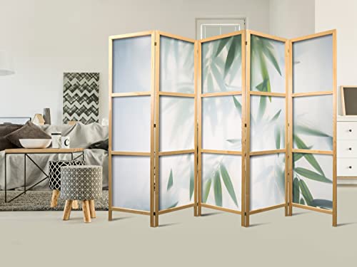 murando Room divider XXL green bamboo nature zen spa 225x171cm / 89"x68" 5 pieces Non-Woven Canvas Single-Sided Folding Screen Privacy wood pattern design hand made Home office Japan b-B-0591-z-c 4 murando Room divider XXL green bamboo nature zen spa 225x171cm / 89"x68" 5 pieces Non-Woven Canvas Single-Sided Folding Screen Privacy wood pattern design hand made Home office Japan b-B-0591-z-c - Image 4