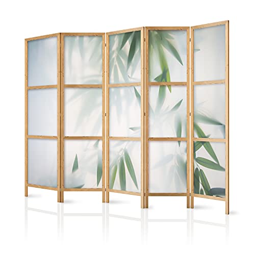 murando Room divider XXL green bamboo nature zen spa 225x171cm / 89"x68" 5 pieces Non-Woven Canvas Single-Sided Folding Screen Privacy wood pattern design hand made Home office Japan b-B-0591-z-c 2 murando Room divider XXL green bamboo nature zen spa 225x171cm / 89"x68" 5 pieces Non-Woven Canvas Single-Sided Folding Screen Privacy wood pattern design hand made Home office Japan b-B-0591-z-c - Image 2