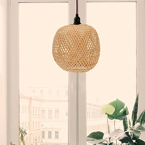 perfk Bamboo Woven Lampshade Handwoven Ceiling Pendant Light Shade Lamp Shade Chandelier Cover for Bedroom Teahouse Kitchen Island Restaurant Cafe, 21x20cm 4 perfk Bamboo Woven Lampshade Handwoven Ceiling Pendant Light Shade Lamp Shade Chandelier Cover for Bedroom Teahouse Kitchen Island Restaurant Cafe, 21x20cm - Image 4