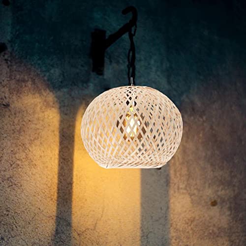 perfk Bamboo Woven Lampshade Handwoven Ceiling Pendant Light Shade Lamp Shade Chandelier Cover for Bedroom Teahouse Kitchen Island Restaurant Cafe, 21x20cm 6 perfk Bamboo Woven Lampshade Handwoven Ceiling Pendant Light Shade Lamp Shade Chandelier Cover for Bedroom Teahouse Kitchen Island Restaurant Cafe, 21x20cm - Image 6