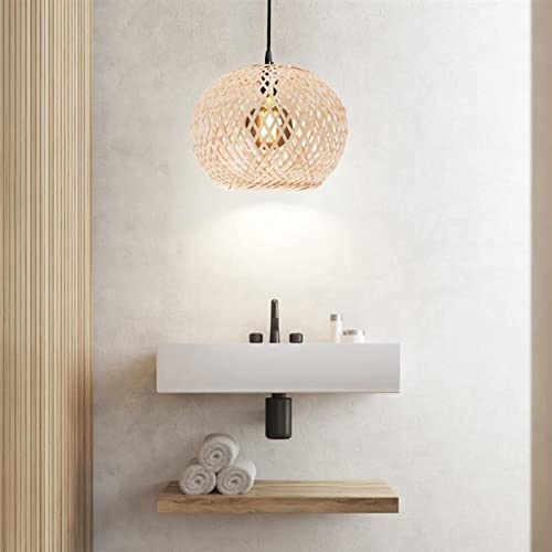 perfk Bamboo Woven Lampshade Handwoven Ceiling Pendant Light Shade Lamp Shade Chandelier Cover for Bedroom Teahouse Kitchen Island Restaurant Cafe, 21x20cm 7 perfk Bamboo Woven Lampshade Handwoven Ceiling Pendant Light Shade Lamp Shade Chandelier Cover for Bedroom Teahouse Kitchen Island Restaurant Cafe, 21x20cm - Image 7
