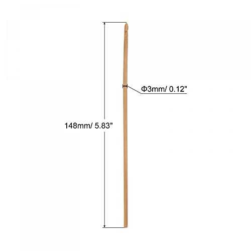 sourcing map Wooden Bamboo Crochet Hook 3mm US Size C (Size 2) Knitting Needles for DIY Craft Yarn 6Pcs 2 sourcing map Wooden Bamboo Crochet Hook 3mm US Size C (Size 2) Knitting Needles for DIY Craft Yarn 6Pcs - Image 2