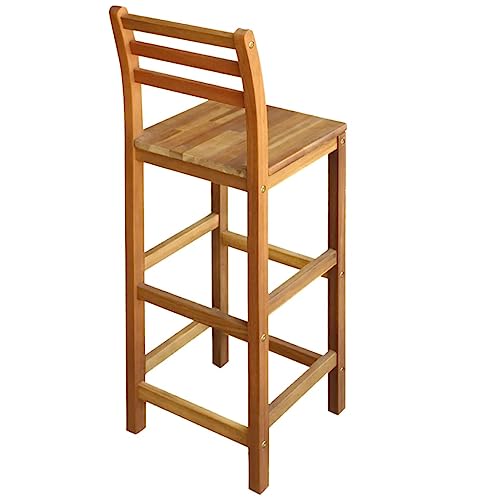 vidaXL Bar Chairs Set, 2 pcs Solid Acacia Wood, Durable and Sturdy, Comfortable Backrest and Footrest, Easy Assembly, Suitable for Indoor and Outdoor Use 4 vidaXL Bar Chairs Set, 2 pcs Solid Acacia Wood, Durable and Sturdy, Comfortable Backrest and Footrest, Easy Assembly, Suitable for Indoor and Outdoor Use - Image 4