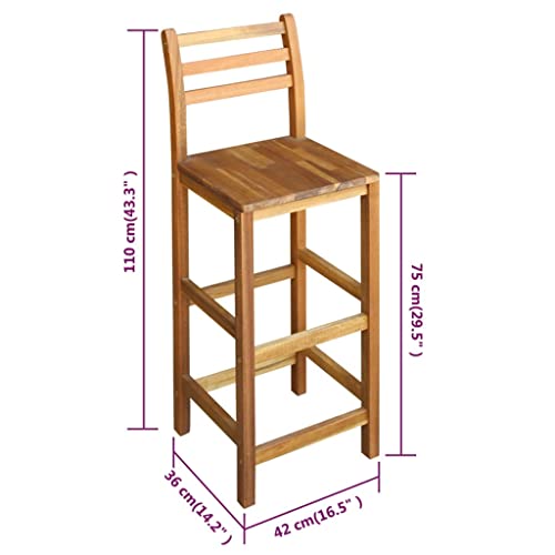 vidaXL Bar Chairs Set, 2 pcs Solid Acacia Wood, Durable and Sturdy, Comfortable Backrest and Footrest, Easy Assembly, Suitable for Indoor and Outdoor Use 6 vidaXL Bar Chairs Set, 2 pcs Solid Acacia Wood, Durable and Sturdy, Comfortable Backrest and Footrest, Easy Assembly, Suitable for Indoor and Outdoor Use - Image 6
