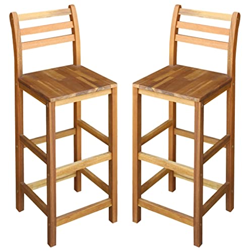 vidaXL Bar Chairs Set, 2 pcs Solid Acacia Wood, Durable and Sturdy, Comfortable Backrest and Footrest, Easy Assembly, Suitable for Indoor and Outdoor Use 1 vidaXL Bar Chairs Set, 2 pcs Solid Acacia Wood, Durable and Sturdy, Comfortable Backrest and Footrest, Easy Assembly, Suitable for Indoor and Outdoor Use