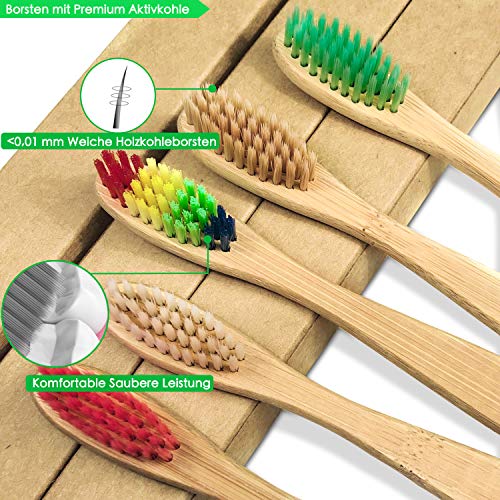 10 Color Bamboo Toothbrushes Multipack | Soft Bristles Wooden Toothbrush for Adult | Premium BPA Free Vegan Eco-Friendly, Plastic-Free, Biodegradable & Compostable Charcoal Manual Toothbrush 2 10 Color Bamboo Toothbrushes Multipack | Soft Bristles Wooden Toothbrush for Adult | Premium BPA Free Vegan Eco-Friendly, Plastic-Free, Biodegradable & Compostable Charcoal Manual Toothbrush - Image 2