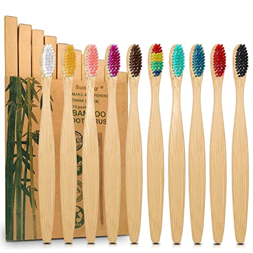 10 Color Bamboo Toothbrushes Multipack | Soft Bristles Wooden Toothbrush for Adult | Premium BPA Free Vegan Eco-Friendly, Plastic-Free, Biodegradable & Compostable Charcoal Manual Toothbrush 1 10 Color Bamboo Toothbrushes Multipack | Soft Bristles Wooden Toothbrush for Adult | Premium BPA Free Vegan Eco-Friendly, Plastic-Free, Biodegradable & Compostable Charcoal Manual Toothbrush