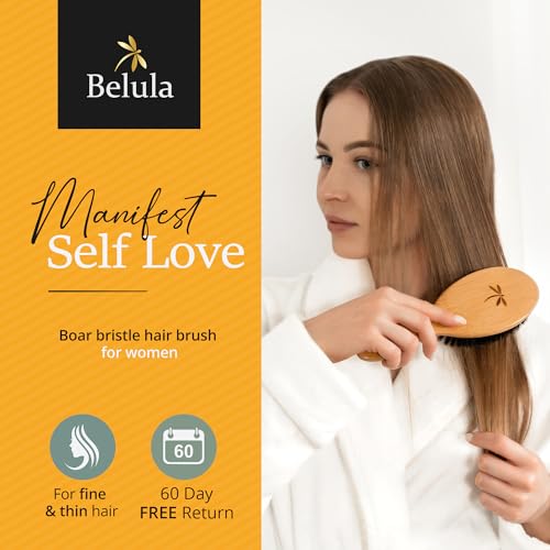 Belula 100% Boar Bristle Hair Brush Set (Medium). Soft Natural Bristles for Thin and Fine Hair. Restore Shine And Texture. Wooden Comb, Travel Bag and Spa Headband Included! 2 Belula 100% Boar Bristle Hair Brush Set (Medium). Soft Natural Bristles for Thin and Fine Hair. Restore Shine And Texture. Wooden Comb, Travel Bag and Spa Headband Included! - Image 2