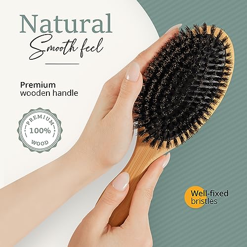 Belula 100% Boar Bristle Hair Brush Set (Medium). Soft Natural Bristles for Thin and Fine Hair. Restore Shine And Texture. Wooden Comb, Travel Bag and Spa Headband Included! 4 Belula 100% Boar Bristle Hair Brush Set (Medium). Soft Natural Bristles for Thin and Fine Hair. Restore Shine And Texture. Wooden Comb, Travel Bag and Spa Headband Included! - Image 4