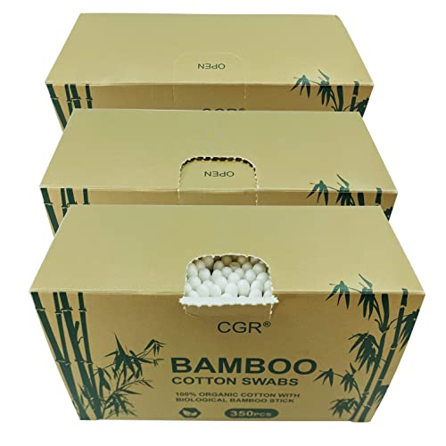 1050pcs CGR Organic cotton Swabs, 100% Cotton Double-Tipped, Bamboo Sticks(compostable), Travel Pack(3 Pack of 350 Swabs Total) 2 1050pcs CGR Organic cotton Swabs, 100% Cotton Double-Tipped, Bamboo Sticks(compostable), Travel Pack(3 Pack of 350 Swabs Total) - Image 2