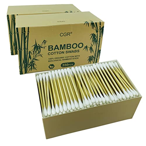 1050pcs CGR Organic cotton Swabs, 100% Cotton Double-Tipped, Bamboo Sticks(compostable), Travel Pack(3 Pack of 350 Swabs Total) 1 1050pcs CGR Organic cotton Swabs, 100% Cotton Double-Tipped, Bamboo Sticks(compostable), Travel Pack(3 Pack of 350 Swabs Total)