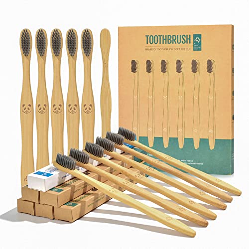 12 Pcs Eco-Friendly Charcoal Toothbrushes Natural Bamboo | Biodegradable Soft Bristle Toothbrush(12 Pack) 1 12 Pcs Eco-Friendly Charcoal Toothbrushes Natural Bamboo | Biodegradable Soft Bristle Toothbrush(12 Pack)