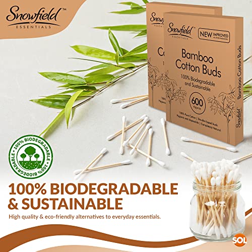 1,200pcs Bamboo Cotton Buds for Ear Cleaning - Multipurpose Wool Bud for Makeup Application - Bamboo Handle Cotton Swabs for Baby Care, Craft Use, Personal Hygiene, Precision Cleaning 7.25cm Sticks 4 1,200pcs Bamboo Cotton Buds for Ear Cleaning - Multipurpose Wool Bud for Makeup Application - Bamboo Handle Cotton Swabs for Baby Care, Craft Use, Personal Hygiene, Precision Cleaning 7.25cm Sticks - Image 4