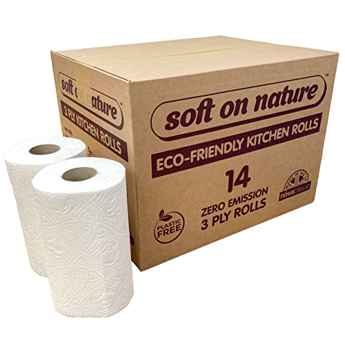 14 Jumbo Kitchen Rolls | Soft on Nature | Plastic Free | 3ply Eco-Friendly | Extra Strong | UK Made 1 14 Jumbo Kitchen Rolls | Soft on Nature | Plastic Free | 3ply Eco-Friendly | Extra Strong | UK Made