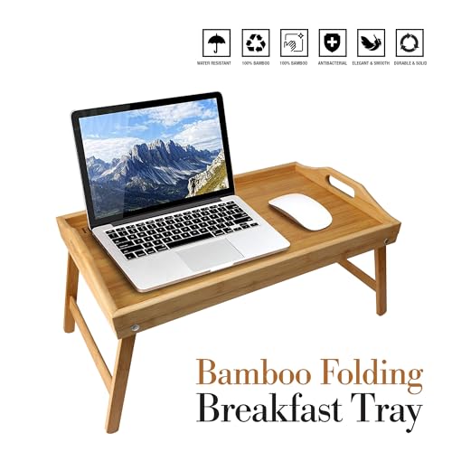 1ABOVE Bamboo Folding Breakfast Tray with Handles, Multipurpose Lap Tray for Breakfast in Bed, Sofa, Eating, Working, Serving, Drawing, Laptop Stand & Snack Tray (NATURAL) 5 1ABOVE Bamboo Folding Breakfast Tray with Handles, Multipurpose Lap Tray for Breakfast in Bed, Sofa, Eating, Working, Serving, Drawing, Laptop Stand & Snack Tray (NATURAL) - Image 5