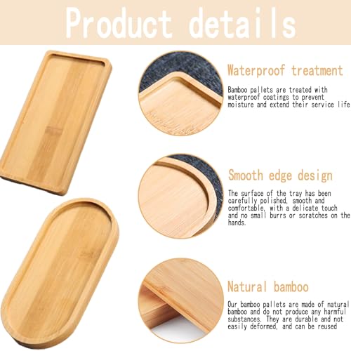 2 Pcs Bamboo Tray, Oval Wooden Trays, Small Solid Bamboo Tea Serving Tray Bamboo Plant Saucer Flower Plant Succulent Tray for Coaster, Tea, Coffee, Cake, Snack(Two Shapes) 3 2 Pcs Bamboo Tray, Oval Wooden Trays, Small Solid Bamboo Tea Serving Tray Bamboo Plant Saucer Flower Plant Succulent Tray for Coaster, Tea, Coffee, Cake, Snack(Two Shapes) - Image 3