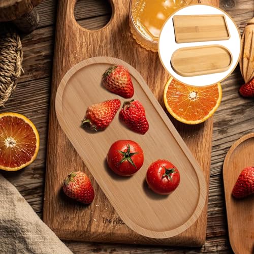 2 Pcs Bamboo Tray, Oval Wooden Trays, Small Solid Bamboo Tea Serving Tray Bamboo Plant Saucer Flower Plant Succulent Tray for Coaster, Tea, Coffee, Cake, Snack(Two Shapes) 4 2 Pcs Bamboo Tray, Oval Wooden Trays, Small Solid Bamboo Tea Serving Tray Bamboo Plant Saucer Flower Plant Succulent Tray for Coaster, Tea, Coffee, Cake, Snack(Two Shapes) - Image 4