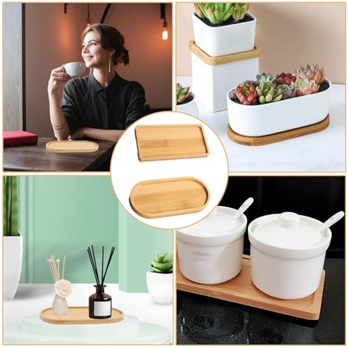 2 Pcs Bamboo Tray, Oval Wooden Trays, Small Solid Bamboo Tea Serving Tray Bamboo Plant Saucer Flower Plant Succulent Tray for Coaster, Tea, Coffee, Cake, Snack(Two Shapes) 5 2 Pcs Bamboo Tray, Oval Wooden Trays, Small Solid Bamboo Tea Serving Tray Bamboo Plant Saucer Flower Plant Succulent Tray for Coaster, Tea, Coffee, Cake, Snack(Two Shapes) - Image 5