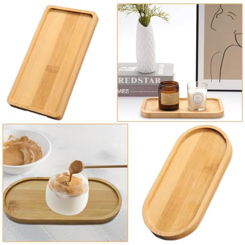 2 Pcs Bamboo Tray, Oval Wooden Trays, Small Solid Bamboo Tea Serving Tray Bamboo Plant Saucer Flower Plant Succulent Tray for Coaster, Tea, Coffee, Cake, Snack(Two Shapes) 6 2 Pcs Bamboo Tray, Oval Wooden Trays, Small Solid Bamboo Tea Serving Tray Bamboo Plant Saucer Flower Plant Succulent Tray for Coaster, Tea, Coffee, Cake, Snack(Two Shapes) - Image 6