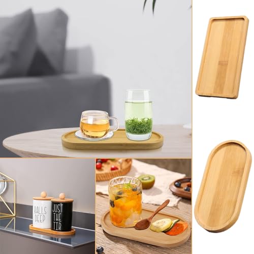 2 Pcs Bamboo Tray, Oval Wooden Trays, Small Solid Bamboo Tea Serving Tray Bamboo Plant Saucer Flower Plant Succulent Tray for Coaster, Tea, Coffee, Cake, Snack(Two Shapes) 7 2 Pcs Bamboo Tray, Oval Wooden Trays, Small Solid Bamboo Tea Serving Tray Bamboo Plant Saucer Flower Plant Succulent Tray for Coaster, Tea, Coffee, Cake, Snack(Two Shapes) - Image 7