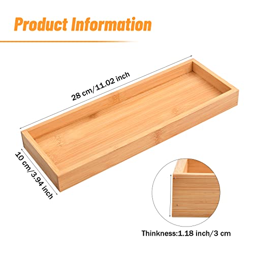 3 Pcs Bamboo Tea Serving Tray, Decorative Multi Use Bathroom Counter Tray with Edges Bamboo Vanity Tray for Dresser Counter Food Coffee Tea Snack Tissues Candles, 11 x 4 Inch 2 3 Pcs Bamboo Tea Serving Tray, Decorative Multi Use Bathroom Counter Tray with Edges Bamboo Vanity Tray for Dresser Counter Food Coffee Tea Snack Tissues Candles, 11 x 4 Inch - Image 2
