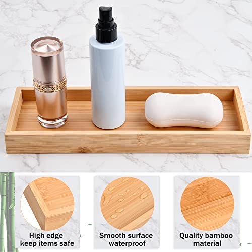 3 Pcs Bamboo Tea Serving Tray, Decorative Multi Use Bathroom Counter Tray with Edges Bamboo Vanity Tray for Dresser Counter Food Coffee Tea Snack Tissues Candles, 11 x 4 Inch 3 3 Pcs Bamboo Tea Serving Tray, Decorative Multi Use Bathroom Counter Tray with Edges Bamboo Vanity Tray for Dresser Counter Food Coffee Tea Snack Tissues Candles, 11 x 4 Inch - Image 3