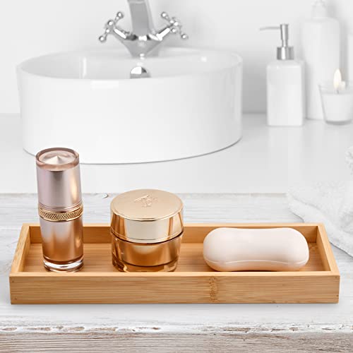 3 Pcs Bamboo Tea Serving Tray, Decorative Multi Use Bathroom Counter Tray with Edges Bamboo Vanity Tray for Dresser Counter Food Coffee Tea Snack Tissues Candles, 11 x 4 Inch 4 3 Pcs Bamboo Tea Serving Tray, Decorative Multi Use Bathroom Counter Tray with Edges Bamboo Vanity Tray for Dresser Counter Food Coffee Tea Snack Tissues Candles, 11 x 4 Inch - Image 4