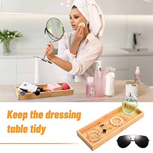 3 Pcs Bamboo Tea Serving Tray, Decorative Multi Use Bathroom Counter Tray with Edges Bamboo Vanity Tray for Dresser Counter Food Coffee Tea Snack Tissues Candles, 11 x 4 Inch 6 3 Pcs Bamboo Tea Serving Tray, Decorative Multi Use Bathroom Counter Tray with Edges Bamboo Vanity Tray for Dresser Counter Food Coffee Tea Snack Tissues Candles, 11 x 4 Inch - Image 6
