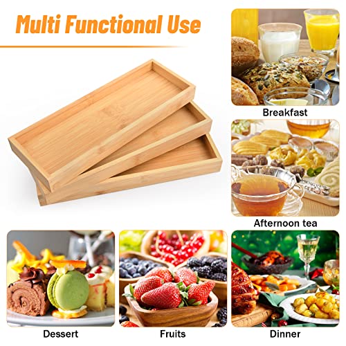 3 Pcs Bamboo Tea Serving Tray, Decorative Multi Use Bathroom Counter Tray with Edges Bamboo Vanity Tray for Dresser Counter Food Coffee Tea Snack Tissues Candles, 11 x 4 Inch 7 3 Pcs Bamboo Tea Serving Tray, Decorative Multi Use Bathroom Counter Tray with Edges Bamboo Vanity Tray for Dresser Counter Food Coffee Tea Snack Tissues Candles, 11 x 4 Inch - Image 7