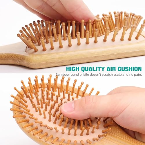 3PCS Natural Bamboo Hair Brush Set for Women, Men and Kids | Includes Paddle Detangling Brushes, Rat Tail Comb for Thin, Thick, Long, Short and Curly Hair 3 3PCS Natural Bamboo Hair Brush Set for Women, Men and Kids | Includes Paddle Detangling Brushes, Rat Tail Comb for Thin, Thick, Long, Short and Curly Hair - Image 3