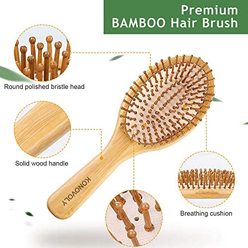4 Piece Bamboo Hair Brush and Comb Set with Paddle Detangling Hairbrush Natural Wide-tooth and tail comb No Bristle, suit for Women Men Kids Thick/Thin/Curly/Dry Hair Gift kit 2 4 Piece Bamboo Hair Brush and Comb Set with Paddle Detangling Hairbrush Natural Wide-tooth and tail comb No Bristle, suit for Women Men Kids Thick/Thin/Curly/Dry Hair Gift kit - Image 2