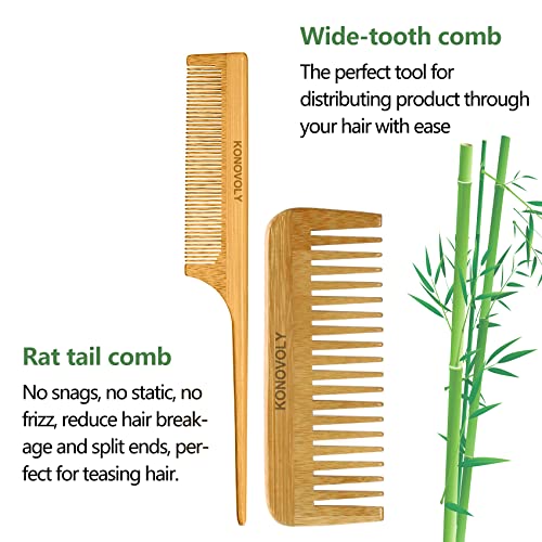 4 Piece Bamboo Hair Brush and Comb Set with Paddle Detangling Hairbrush Natural Wide-tooth and tail comb No Bristle, suit for Women Men Kids Thick/Thin/Curly/Dry Hair Gift kit 4 4 Piece Bamboo Hair Brush and Comb Set with Paddle Detangling Hairbrush Natural Wide-tooth and tail comb No Bristle, suit for Women Men Kids Thick/Thin/Curly/Dry Hair Gift kit - Image 4