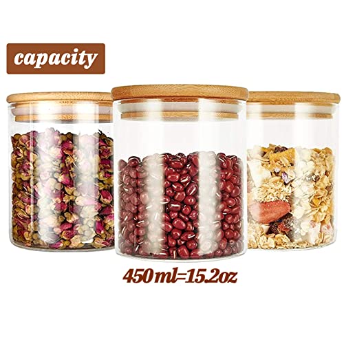 450ml Glass Jars with Bamboo Lids, Air Tight Kitchen Food Cereal Containers for Storage,Sealed jar with bamboo lid.(3pcs) 3 450ml Glass Jars with Bamboo Lids, Air Tight Kitchen Food Cereal Containers for Storage,Sealed jar with bamboo lid.(3pcs) - Image 3