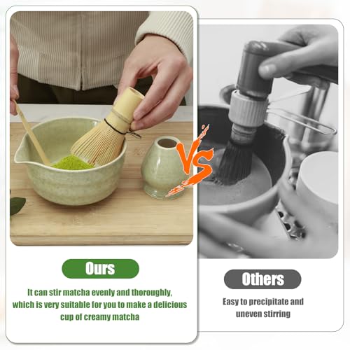 4Pcs Matcha Whisk Set, Matcha Tea Set with Whisk and Bowl, Matcha Spoon, Whisk Holder, 500ml Ceramic Bowl with Pouring Spout, Elegant Japanese Matcha Tea Kit for Tea Lovers 5 4Pcs Matcha Whisk Set, Matcha Tea Set with Whisk and Bowl, Matcha Spoon, Whisk Holder, 500ml Ceramic Bowl with Pouring Spout, Elegant Japanese Matcha Tea Kit for Tea Lovers - Image 5