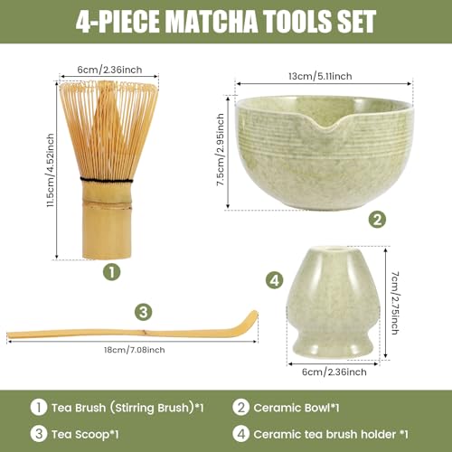 4Pcs Matcha Whisk Set, Matcha Tea Set with Whisk and Bowl, Matcha Spoon, Whisk Holder, 500ml Ceramic Bowl with Pouring Spout, Handmade Matcha Making Kit for Tea Drinking(Matte) 2 4Pcs Matcha Whisk Set, Matcha Tea Set with Whisk and Bowl, Matcha Spoon, Whisk Holder, 500ml Ceramic Bowl with Pouring Spout, Handmade Matcha Making Kit for Tea Drinking(Matte) - Image 2