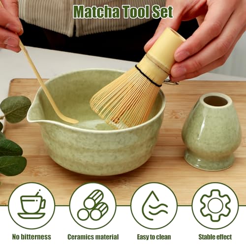 4Pcs Matcha Whisk Set, Matcha Tea Set with Whisk and Bowl, Matcha Spoon, Whisk Holder, 500ml Ceramic Bowl with Pouring Spout, Handmade Matcha Making Kit for Tea Drinking(Matte) 3 4Pcs Matcha Whisk Set, Matcha Tea Set with Whisk and Bowl, Matcha Spoon, Whisk Holder, 500ml Ceramic Bowl with Pouring Spout, Handmade Matcha Making Kit for Tea Drinking(Matte) - Image 3