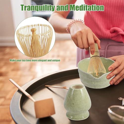 4Pcs Matcha Whisk Set, Matcha Tea Set with Whisk and Bowl, Matcha Spoon, Whisk Holder, 500ml Ceramic Bowl with Pouring Spout, Handmade Matcha Making Kit for Tea Drinking(Matte) 4 4Pcs Matcha Whisk Set, Matcha Tea Set with Whisk and Bowl, Matcha Spoon, Whisk Holder, 500ml Ceramic Bowl with Pouring Spout, Handmade Matcha Making Kit for Tea Drinking(Matte) - Image 4