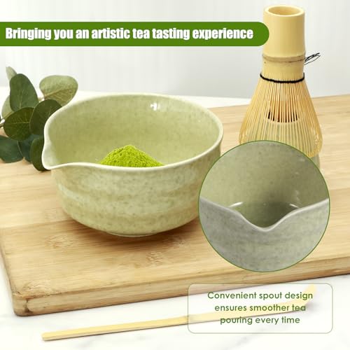 4Pcs Matcha Whisk Set, Matcha Tea Set with Whisk and Bowl, Matcha Spoon, Whisk Holder, 500ml Ceramic Bowl with Pouring Spout, Handmade Matcha Making Kit for Tea Drinking(Matte) 5 4Pcs Matcha Whisk Set, Matcha Tea Set with Whisk and Bowl, Matcha Spoon, Whisk Holder, 500ml Ceramic Bowl with Pouring Spout, Handmade Matcha Making Kit for Tea Drinking(Matte) - Image 5