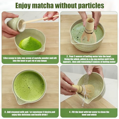 4Pcs Matcha Whisk Set, Matcha Tea Set with Whisk and Bowl, Matcha Spoon, Whisk Holder, 500ml Ceramic Bowl with Pouring Spout, Handmade Matcha Making Kit for Tea Drinking(Matte) 6 4Pcs Matcha Whisk Set, Matcha Tea Set with Whisk and Bowl, Matcha Spoon, Whisk Holder, 500ml Ceramic Bowl with Pouring Spout, Handmade Matcha Making Kit for Tea Drinking(Matte) - Image 6