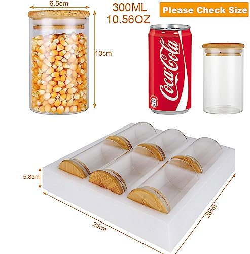 6 PCS Glass Storage Jars Set 300ml Small Spice Jars with Bamboo Wood Lids Airtight and Labels for Home Kitchen Pantry for Food Cookie Candy Snack Pasta Spaghetti Cereal Coffee Flour Tea Herb Grain 2 6 PCS Glass Storage Jars Set 300ml Small Spice Jars with Bamboo Wood Lids Airtight and Labels for Home Kitchen Pantry for Food Cookie Candy Snack Pasta Spaghetti Cereal Coffee Flour Tea Herb Grain - Image 2