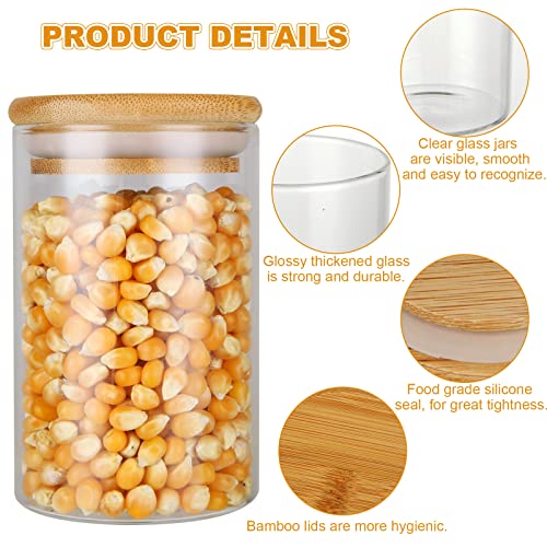 6 PCS Glass Storage Jars Set 300ml Small Spice Jars with Bamboo Wood Lids Airtight and Labels for Home Kitchen Pantry for Food Cookie Candy Snack Pasta Spaghetti Cereal Coffee Flour Tea Herb Grain 3 6 PCS Glass Storage Jars Set 300ml Small Spice Jars with Bamboo Wood Lids Airtight and Labels for Home Kitchen Pantry for Food Cookie Candy Snack Pasta Spaghetti Cereal Coffee Flour Tea Herb Grain - Image 3