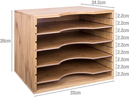 A4 Storage Hygrad Adjustable Files Paper Sorter Organizer Stationery Office Supplies Bamboo Desk Organiser, Desktop File Tray Tidy Documents Holder, Filing Rack for Papers Magazines Folders Letters 3 A4 Storage Hygrad Adjustable Files Paper Sorter Organizer Stationery Office Supplies Bamboo Desk Organiser, Desktop File Tray Tidy Documents Holder, Filing Rack for Papers Magazines Folders Letters - Image 3