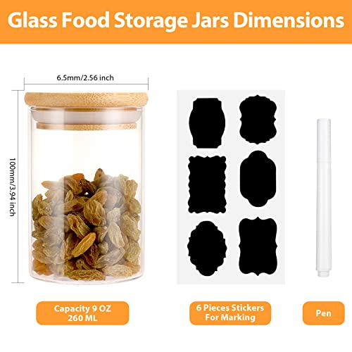 ARVINKEY 6 Set Glass Jars Set 260ml, 9oz Spice Jars Food Cereal Storage Container with Bamboo Airtight Lids and Labels for Flour, Sugar, Coffee, Candy, Snack and More 2 ARVINKEY 6 Set Glass Jars Set 260ml, 9oz Spice Jars Food Cereal Storage Container with Bamboo Airtight Lids and Labels for Flour, Sugar, Coffee, Candy, Snack and More - Image 2